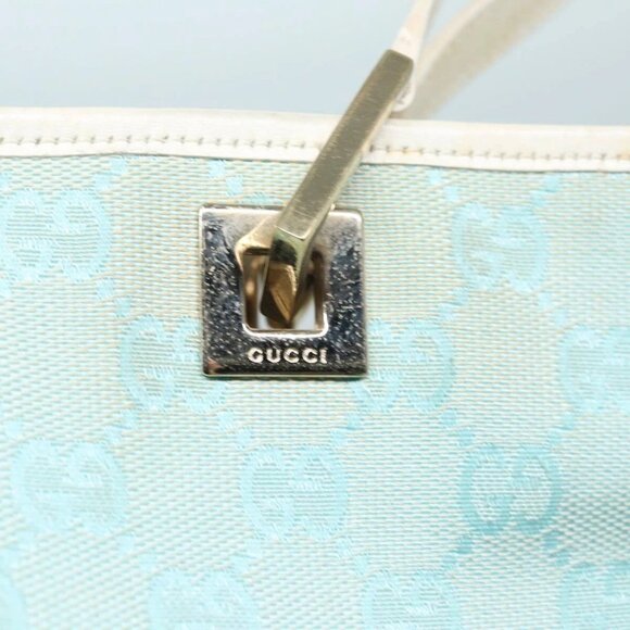 GUCCI GG Canvas Shoulder Bag Blue White - Picture 10 of 16